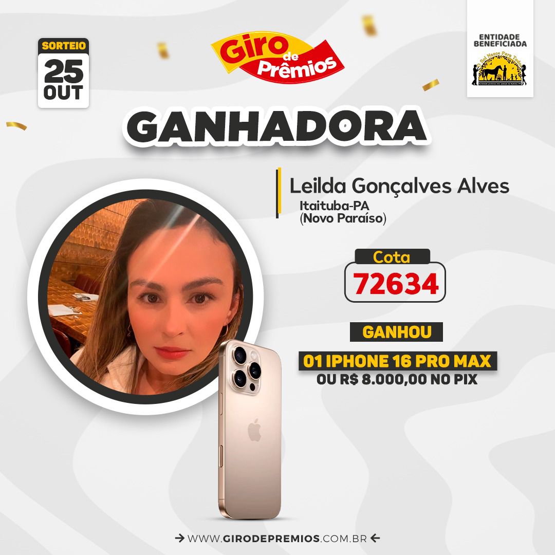 Concorra a 01 IPhone 16 Pro Max ou R$ 8 mil + R$ 5 mil