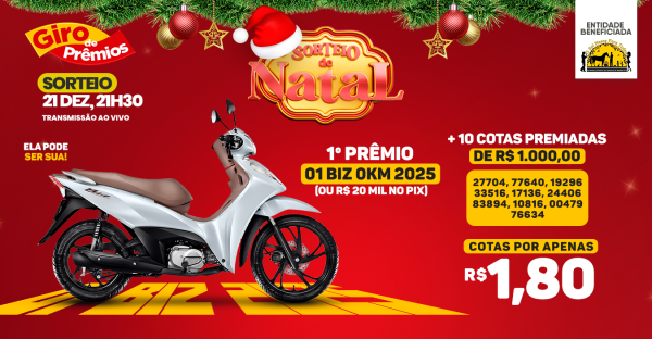 Concorra a 01 Biz 125 2025 ou (R$ 20 mil) + R$ 10 mil